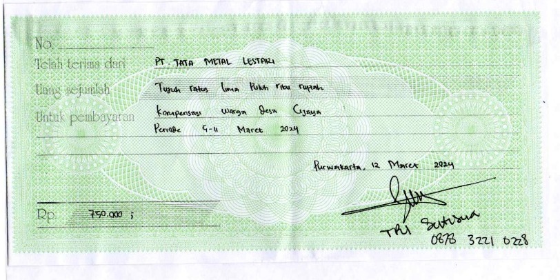 TML - Pemberian kompensasi kepada warga desa cijaya periode 5-11 Mar 24